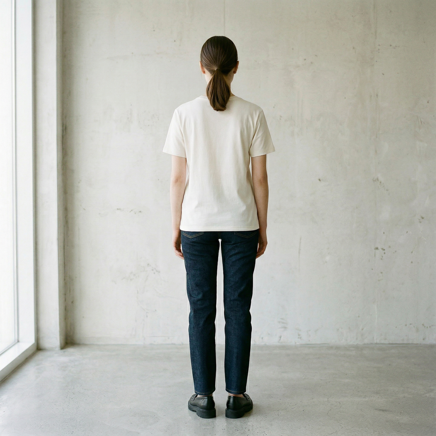 PALMA Classic 180gsm — Blanc cassé — porté femme dos