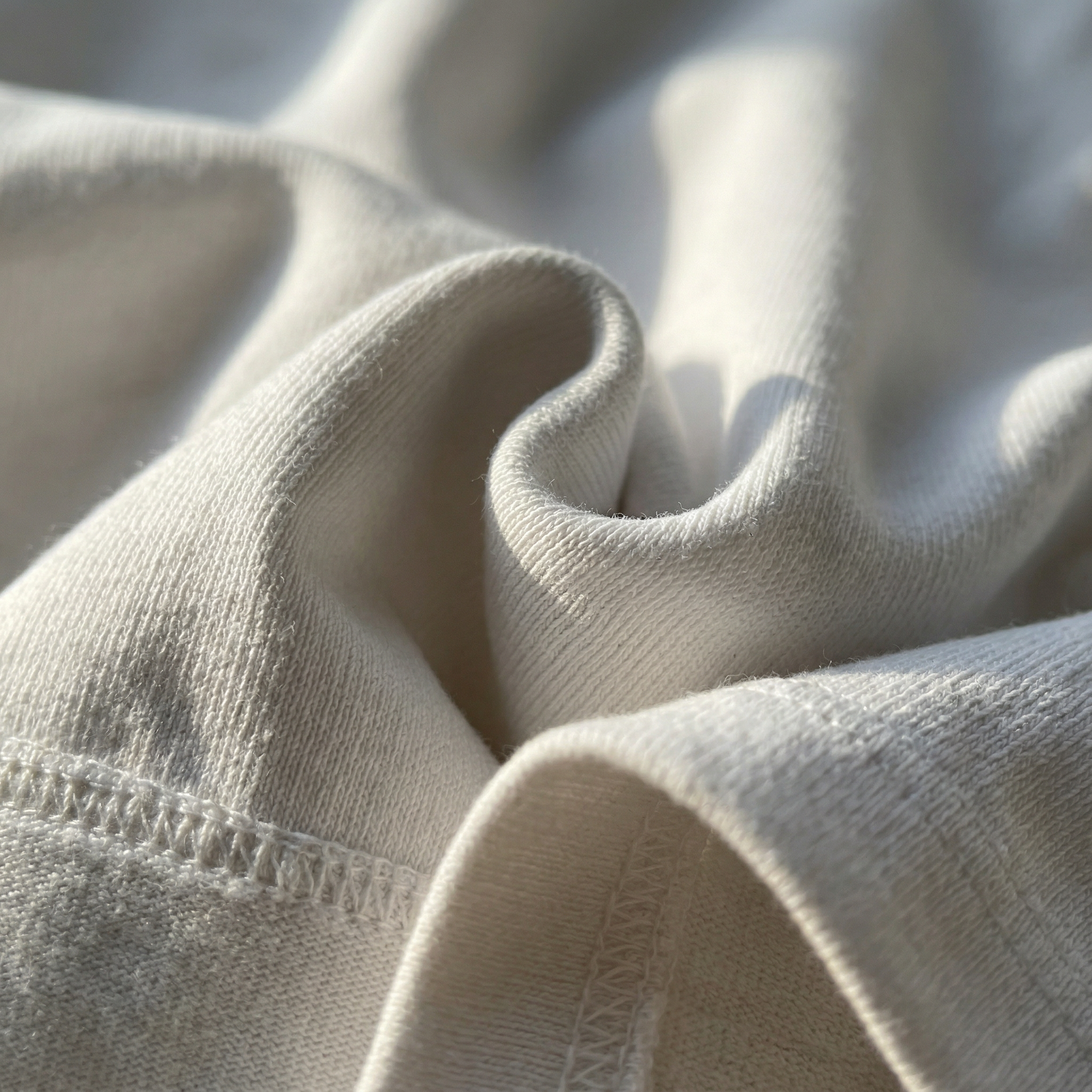 KAIZE Heavy 300gsm — Blanc cassé — détail texture coton 300gsm